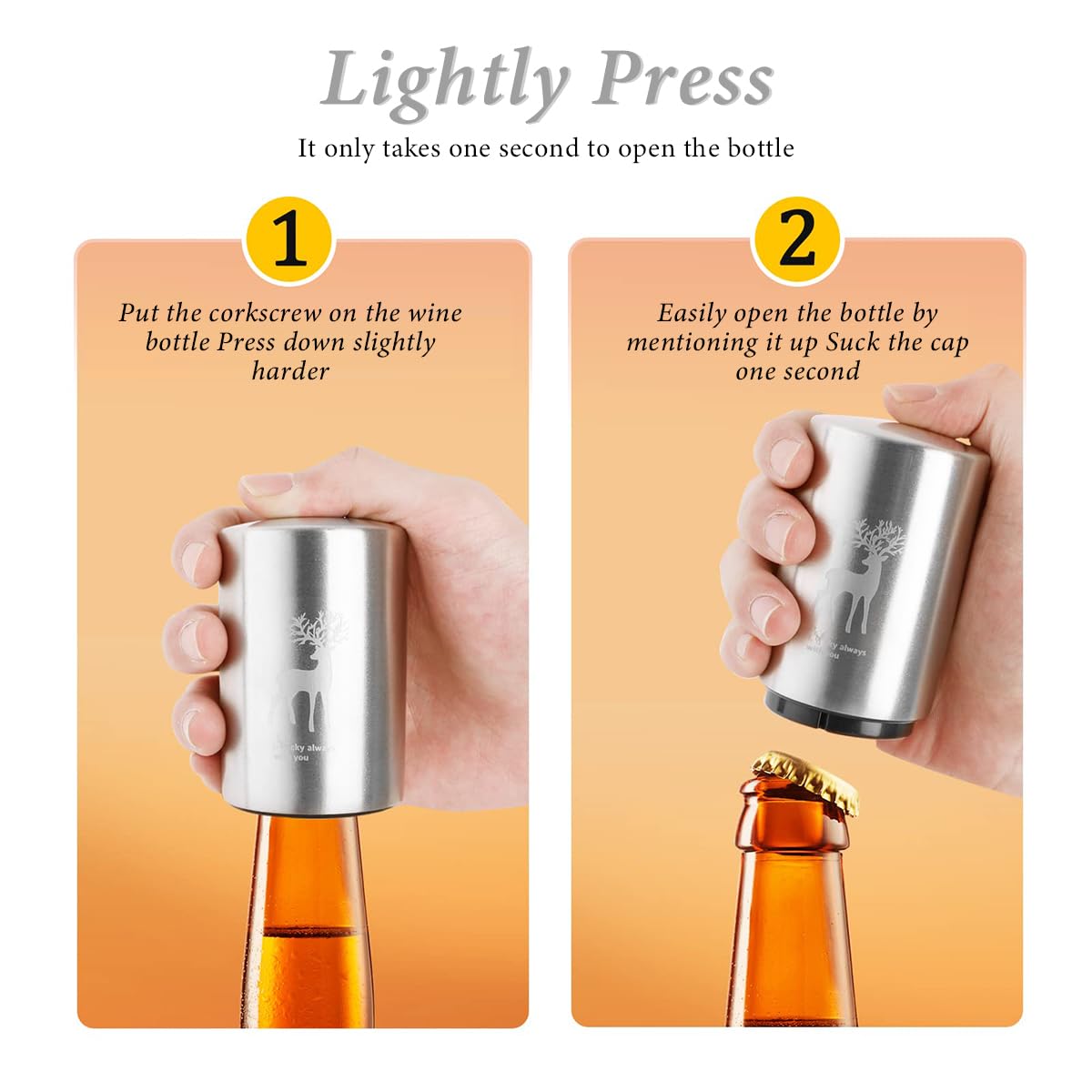 Supvox Automatic Bottle Opener featuring Push Down Mechanism and Stainless Steel Design | Gift for Beer Lovers