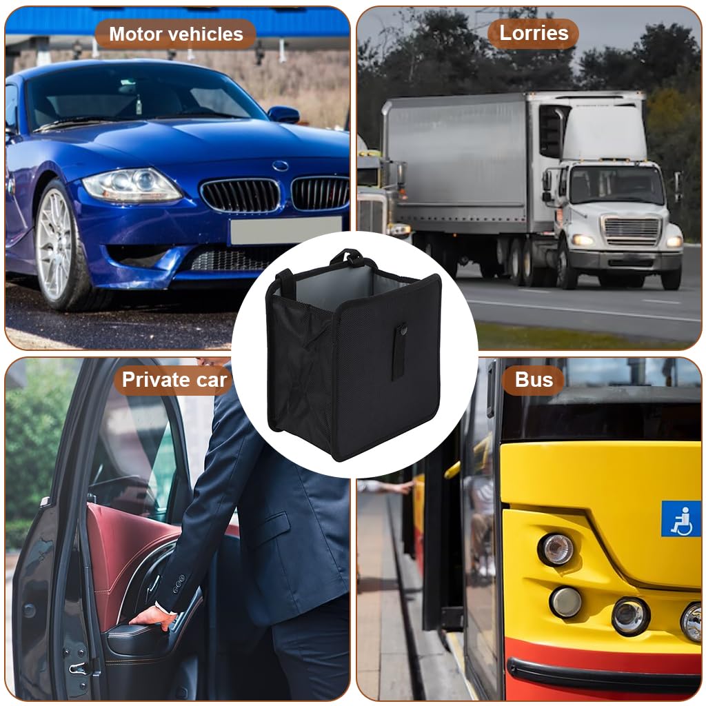 STHIRA Car Dustbin for Vehicle Organization featuring Waterproof Lining and Adjustable Hanging Strap | 9.05x5.51x9.05 in Foldable Oxford Cloth Box