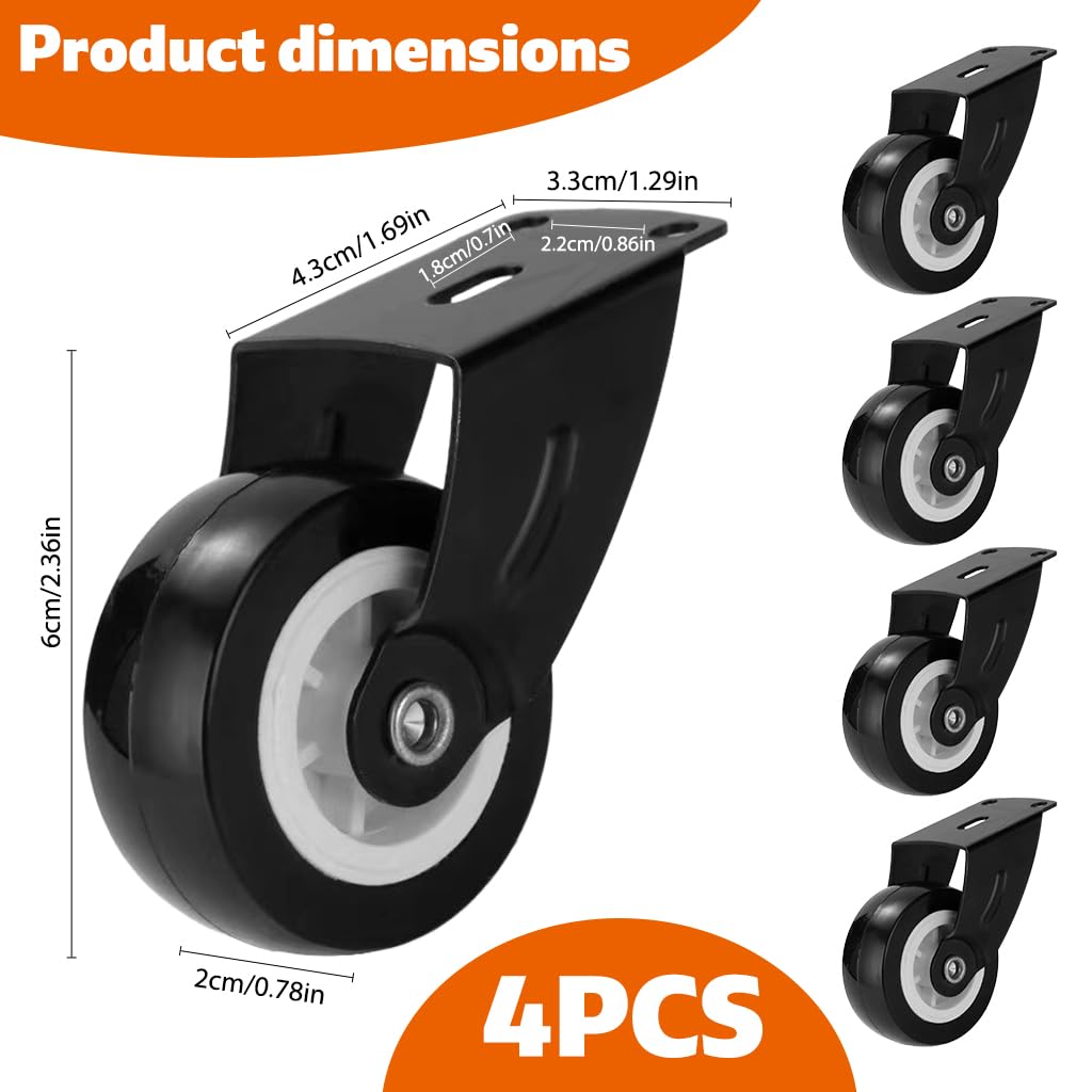Rigid Caster Gate Wheels for Sagging Wooden Doors with 2.36 in Alloy Axles | Smooth Sliding