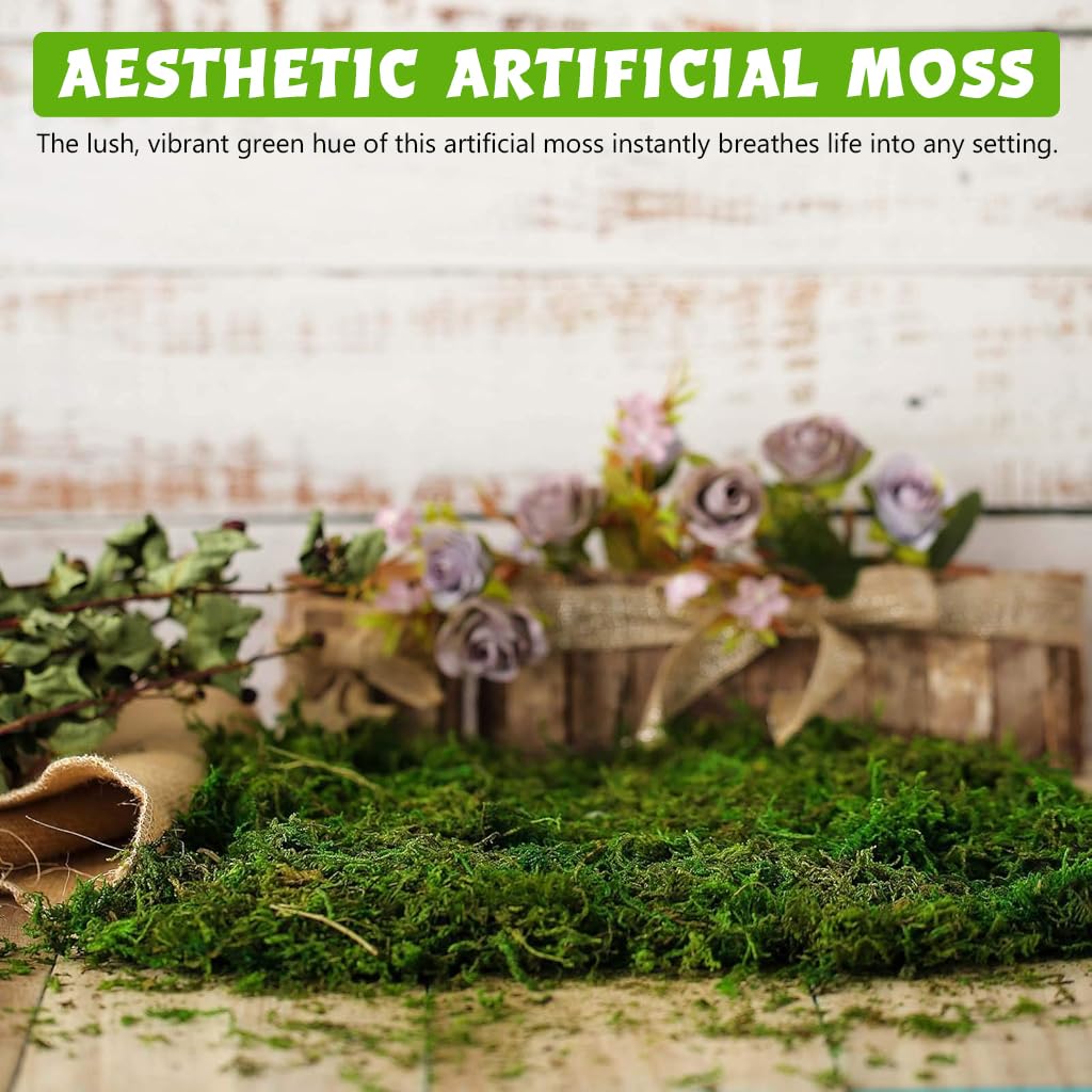 HASTHIP Artificial Moss for Crafts and Table Centerpieces featuring 100 g Cotton Green Decor | Low Maintenance Faux Moss for Potted Plants