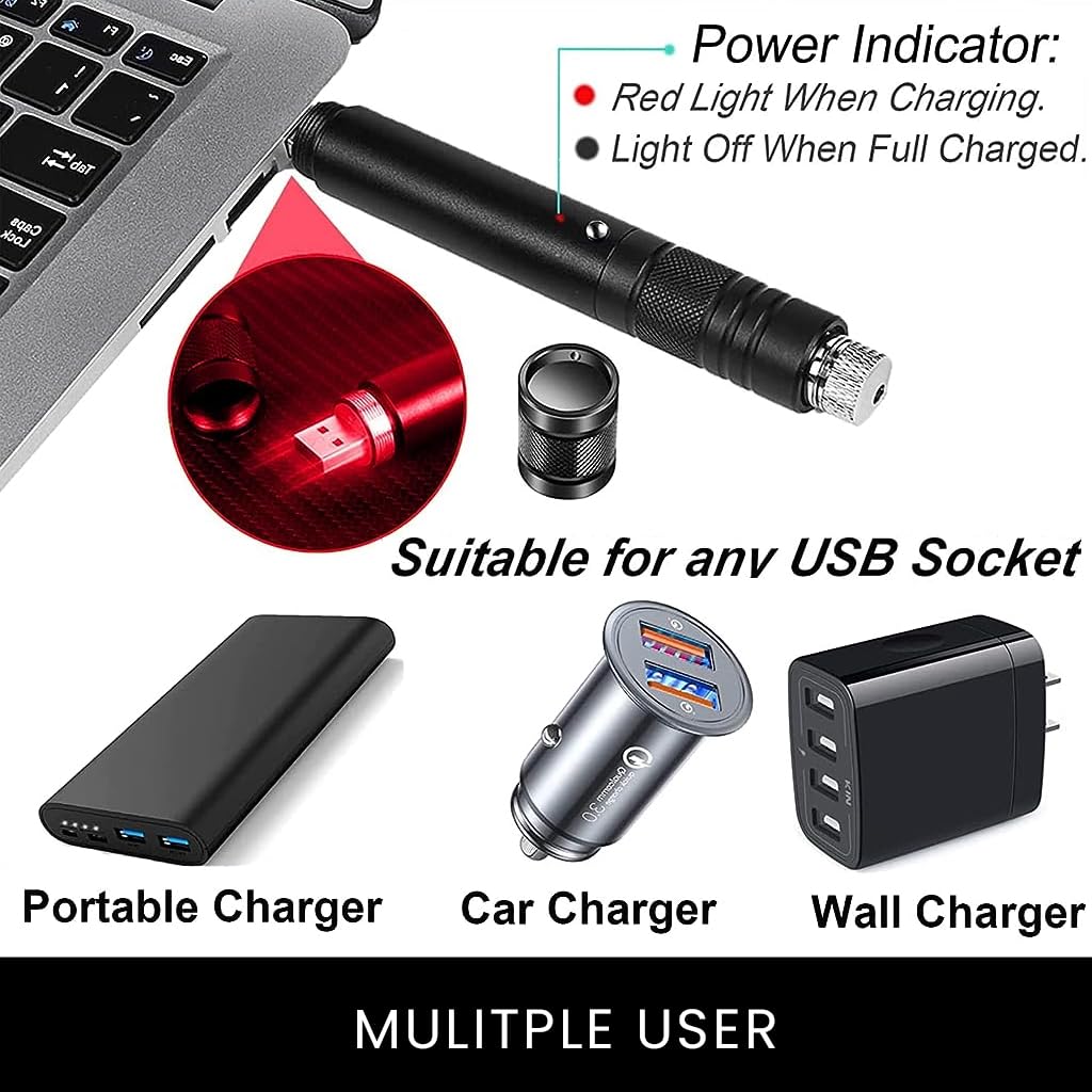 Climberty Laser Pointer for Presentations and Stargazing with 2000 Metre Range featuring Rotating Star Cap | USB Rechargeable Red Light