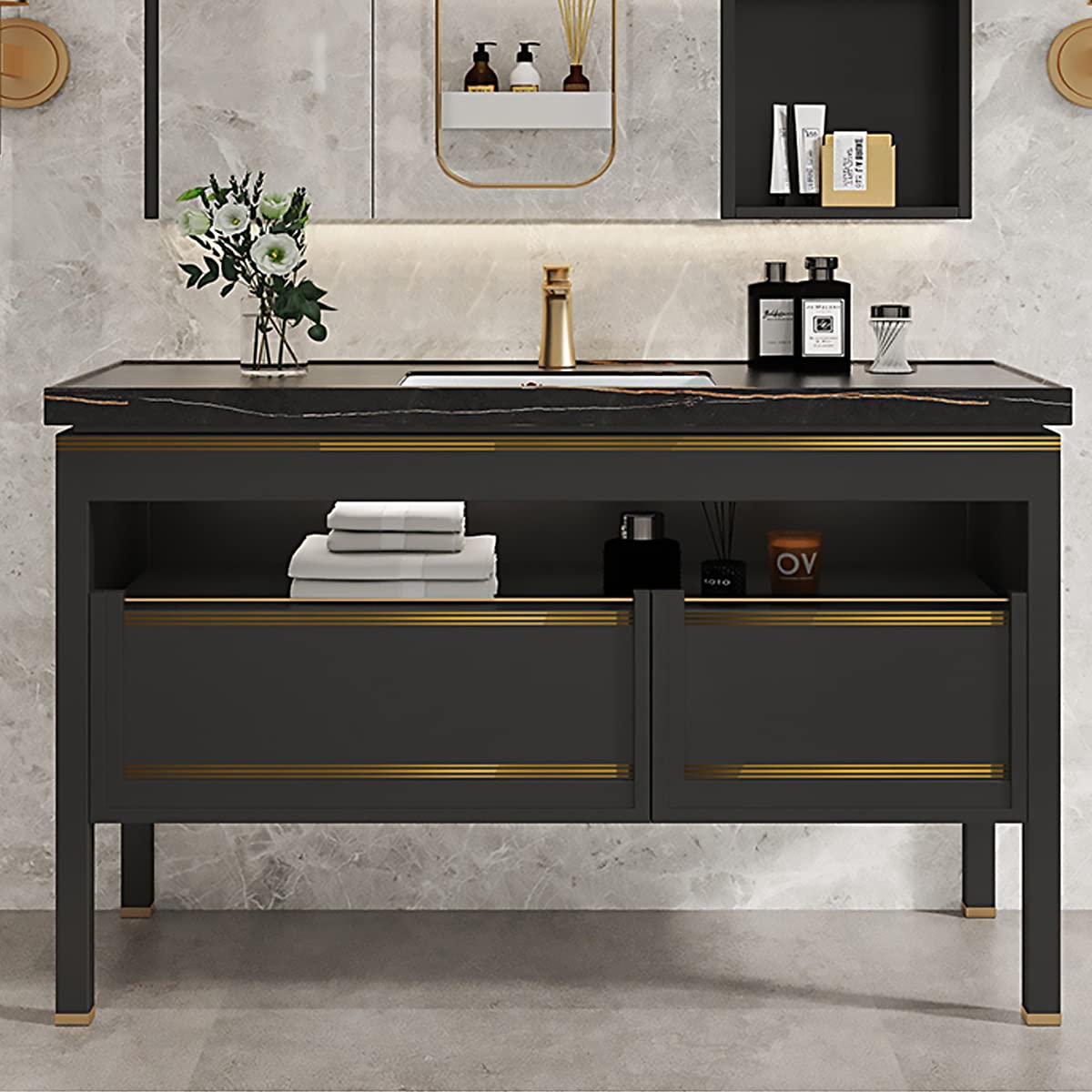 HASTHIP Tile Gap Tape for Home Decoration with Self Adhesive Waterproof PVC 2.5cm x 5m | Golden Foil Finish 3 pcs