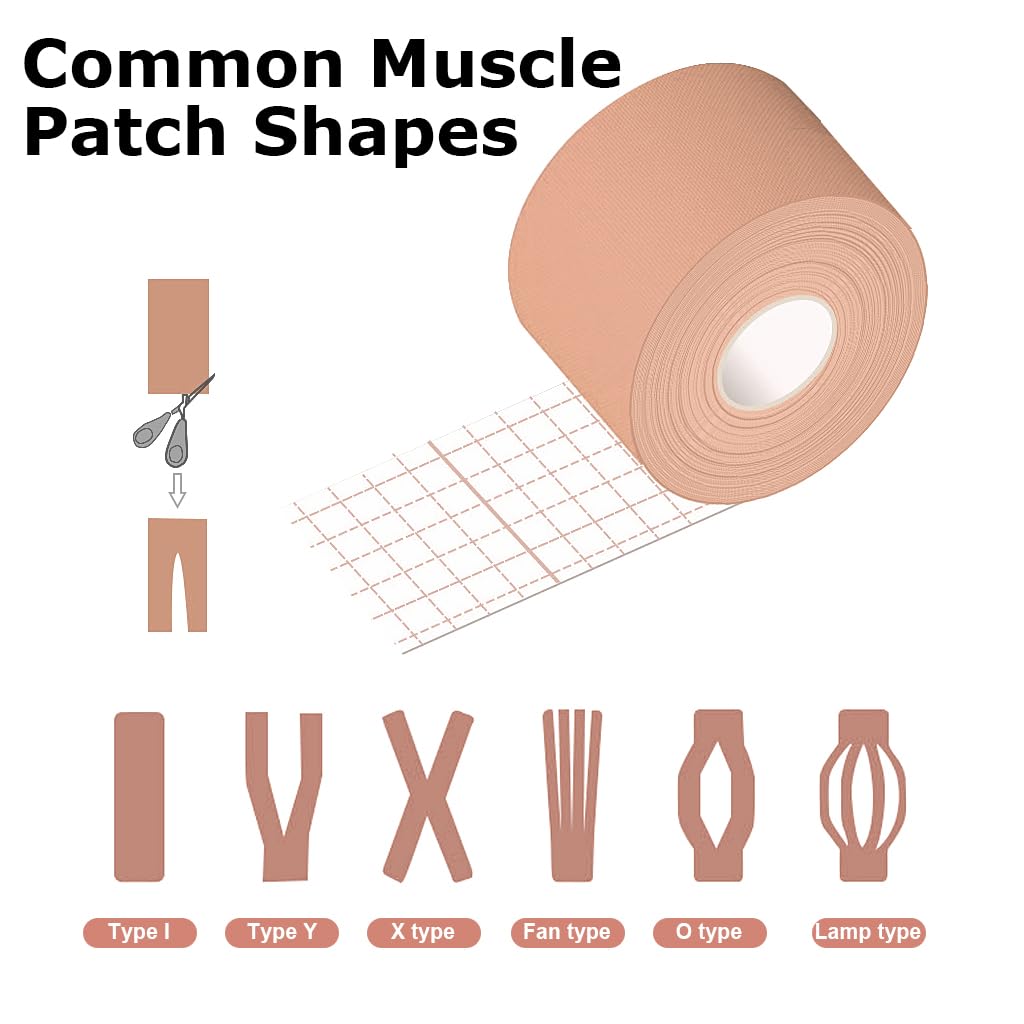 HANNEA Kinesiology Tape for Sports Injuries and Muscle Support featuring Hypoallergenic Waterproof Cotton Strips | Beige