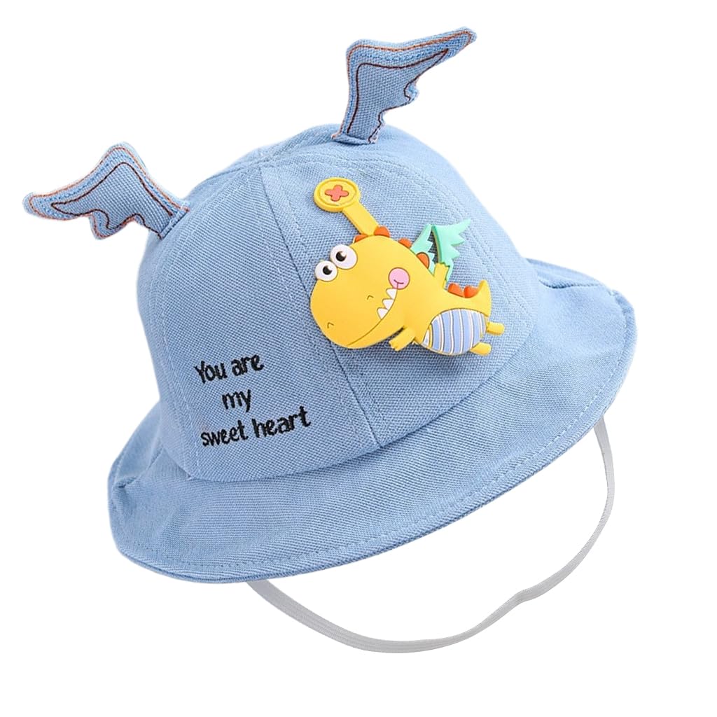 Venzina® Bucket Hat for Kids Boys and Girls Cotton Cap with Antler Cartoon Dinosaur Sun Protection Hat Breathable Wide Brim Summer Kids Cap for Toddlers 1-4 Years Old Hats Gift For Boys, Kids