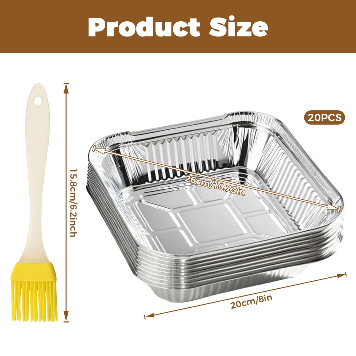 Supvox Air Fryer Aluminum Foil Trays for Baking and Cooking 20 Pcs 8 in Deep Design | Oven Safe