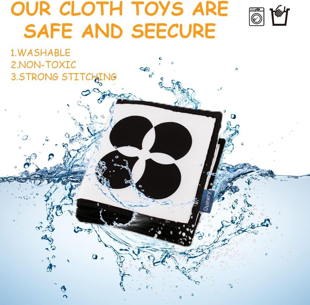 SNOWIE SOFT Black White Cloth Book for Infant Tummy Time featuring 12 Patterns | 3PCS