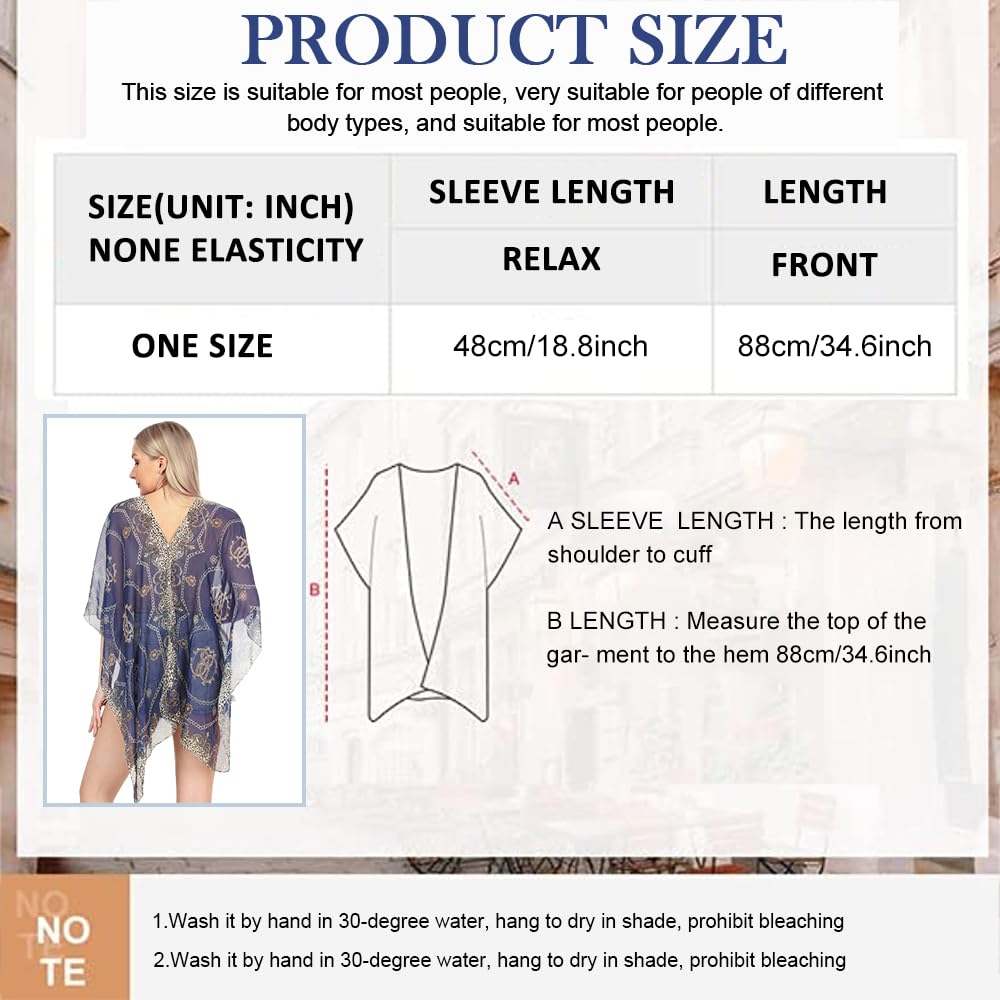 SANNIDHI Beachwear Cover Up for Women with Sheer Chiffon Floral Print and Faux Pearl Buttons | Above Knee Kaftan Shawl for Swimsuit