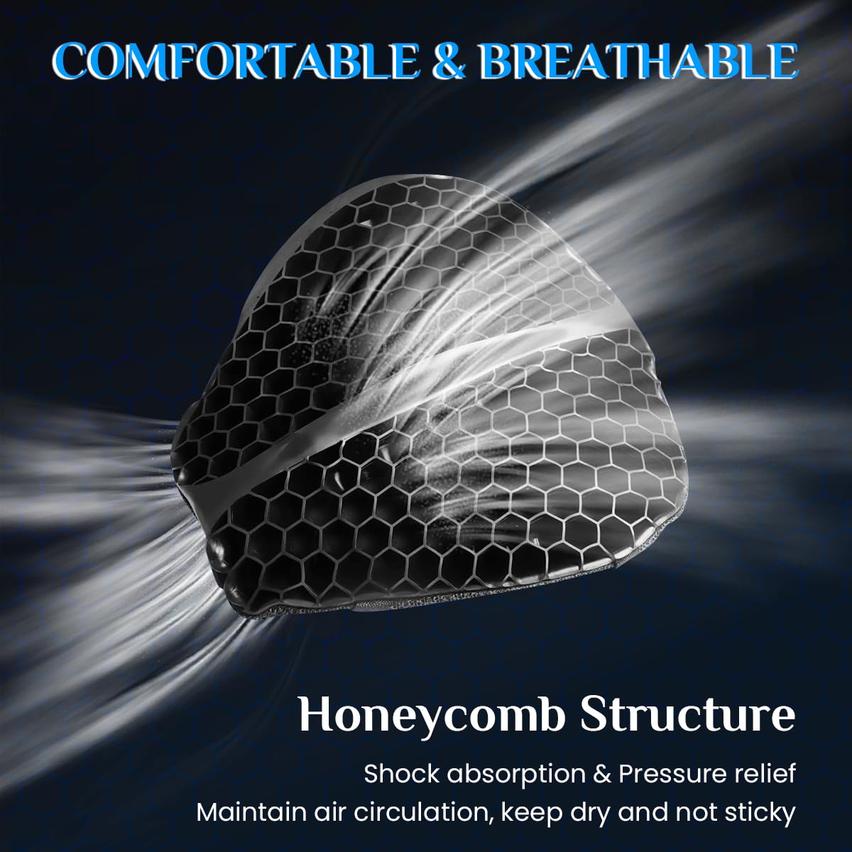STHIRA Bike Seat Cushion Gel for Motorcycle with 3D Honeycomb Design and Anti Slip Fit | 3 PCS