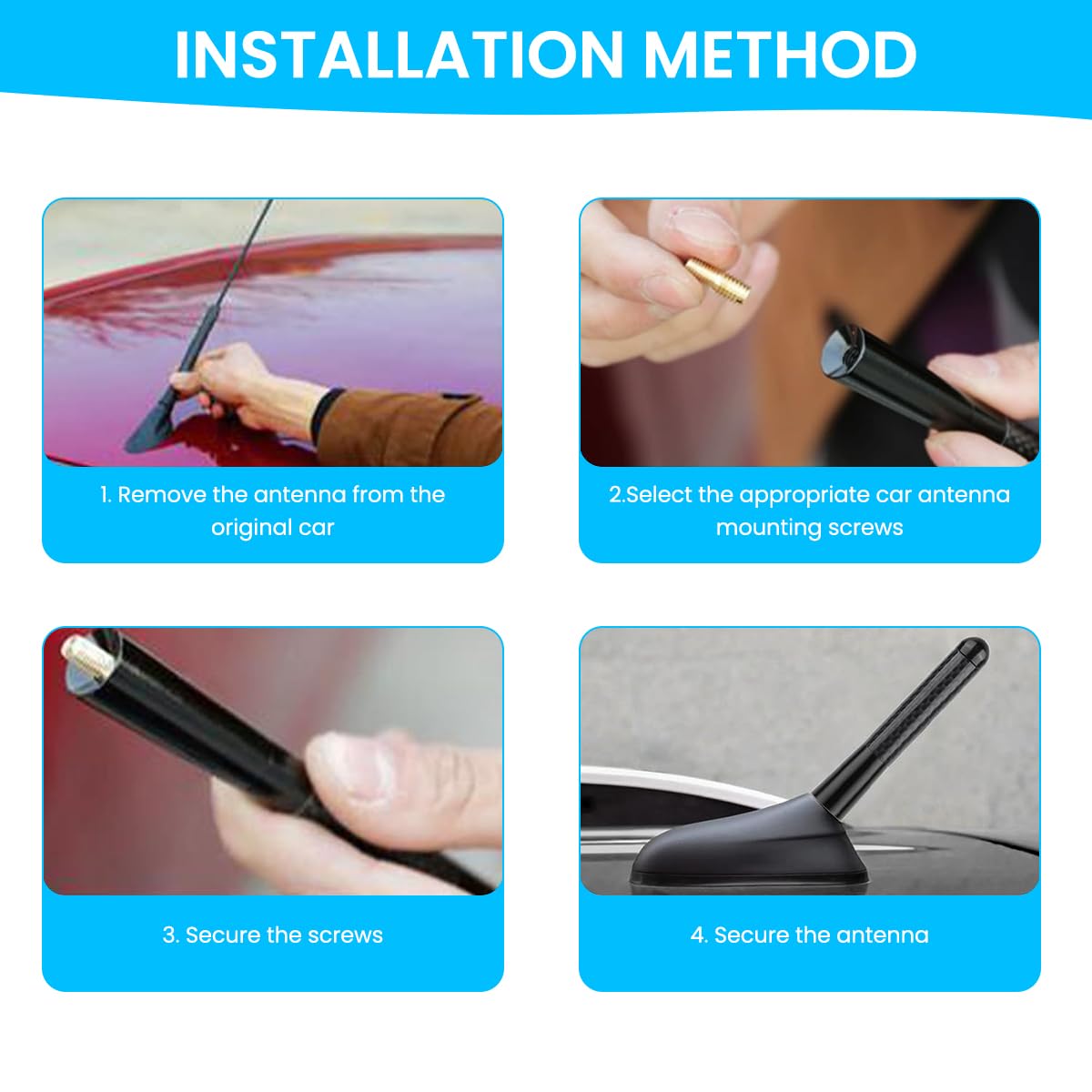 STHIRA Car Short Antenna for Roof or Trunk featuring Carbon Fiber Sporty Design 1.37 in 2PCS