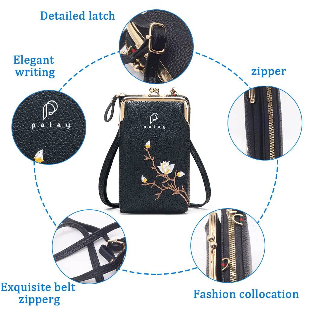 PALAY Crossbody Phone Bag for Women with 7.1x4.37x1.96 in Size and 6 Card Slots | PU Leather Mini Wallet