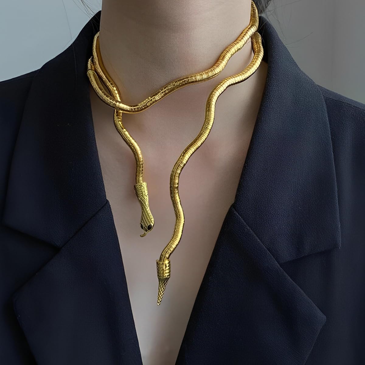 ZIBUYU Flexible Bendable Bracelet for Women featuring 35.4 in serpent design and golden finish