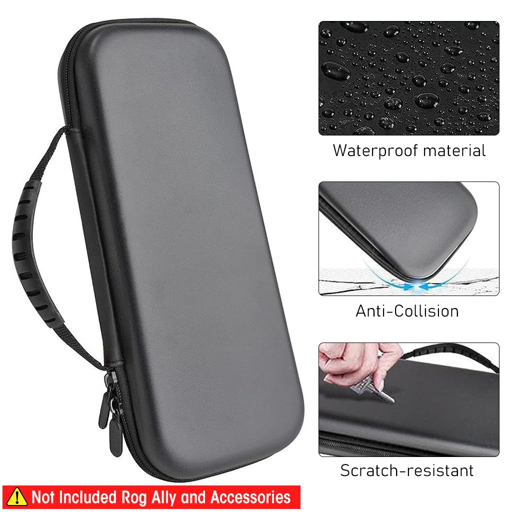 ZORBES Oxford Fabric Carrying Case for Rog Ally Accessories with 10 Game Slots | Waterproof EVA Hard Shell Black