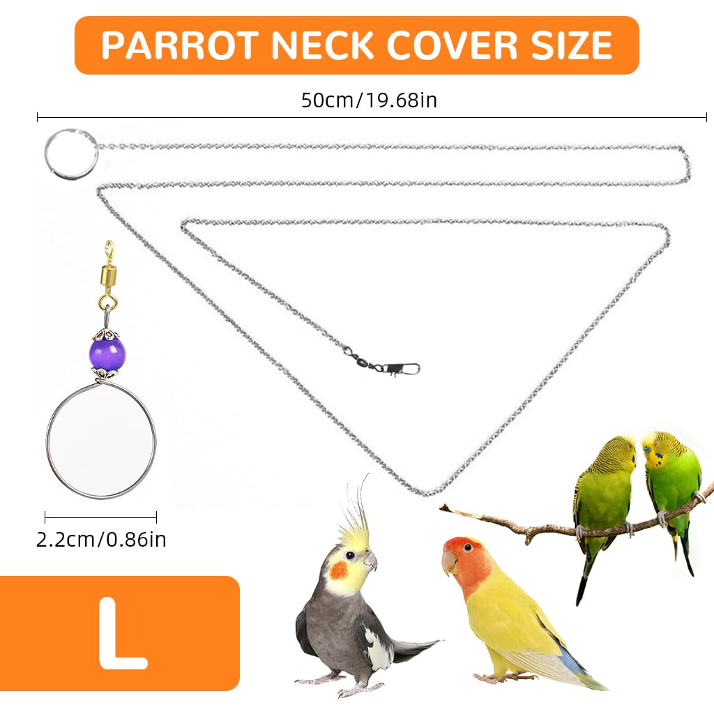 Qpets® Parrot Chain Harnesses Purple Opal Charm Neck Ring with 50cm Chain Parrot Neck Collar Chain Harnesses with Quick Release Buckle Fashion Bird Accessories, Size L