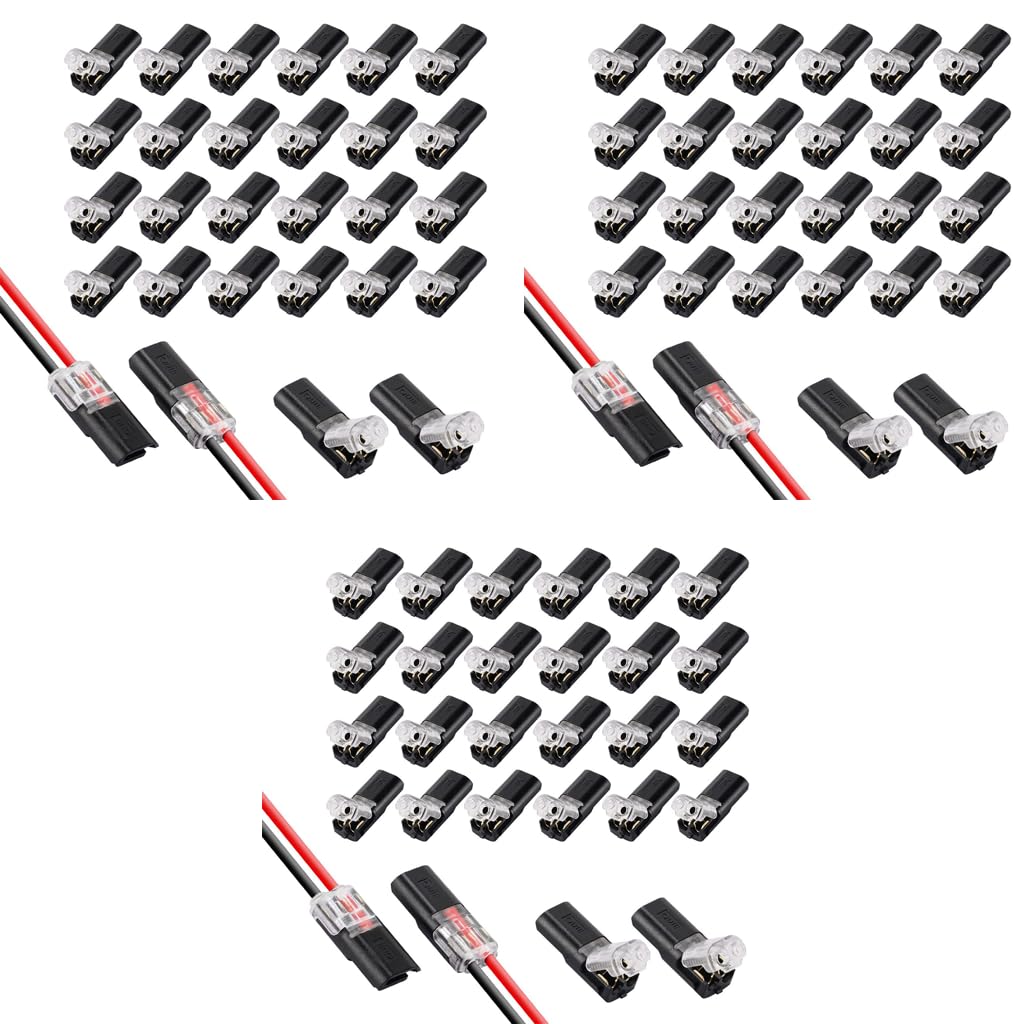 Serplex 2 Pin Cable Connector for 18 24AWG Wires with Locking Buckle | 72PCS Set