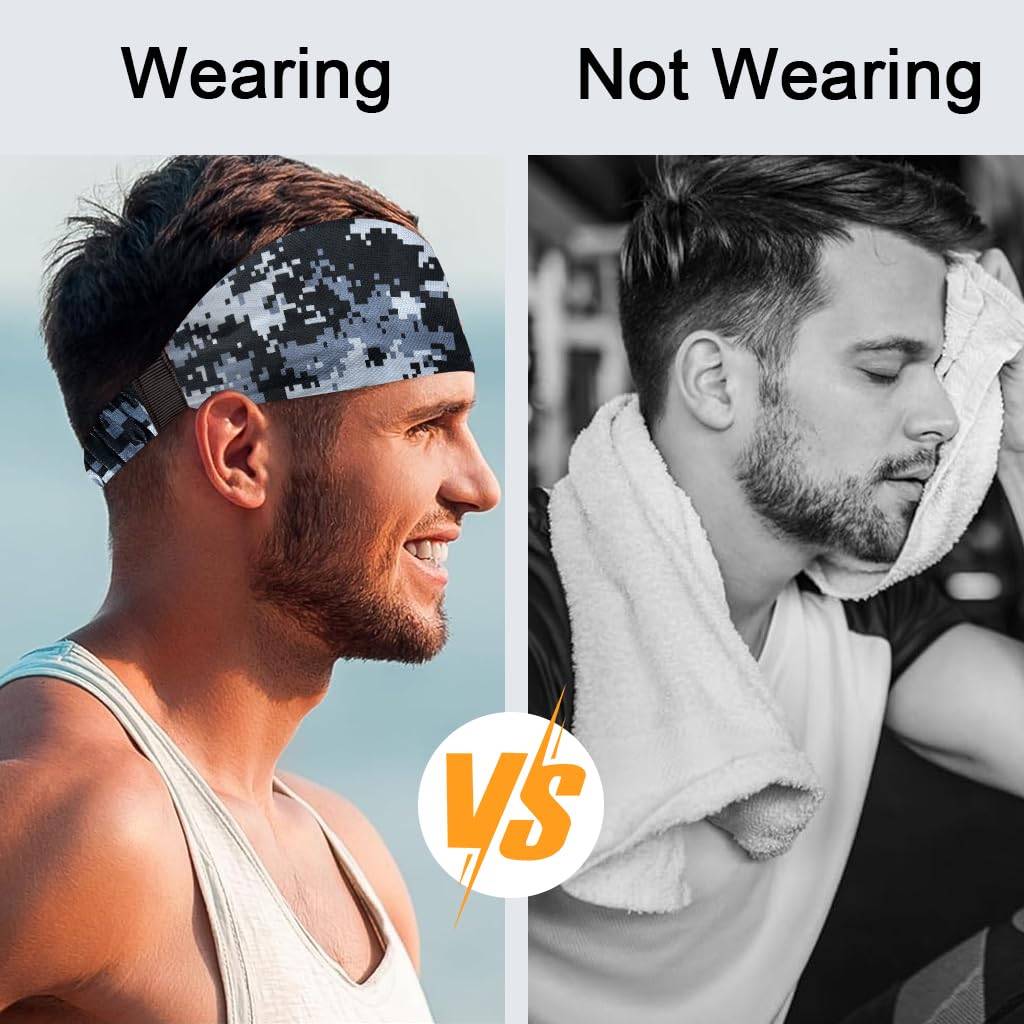 Proberos Headbands for Running Yoga and Cycling with Non Slip Sweat Wicking Fit | Black and White