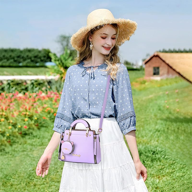 Zibuyu Hand Bag for Women for Daily Use with Cat Ear Pouch and Detachable Strap 24x10x18cm