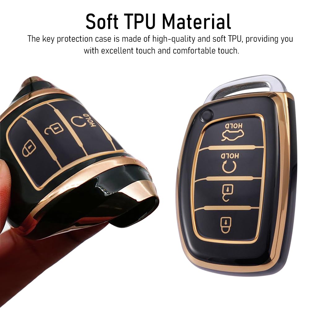 STHIRA Luxury Hyundai Car Key Protective Case with Quick Release Keychain featuring Soft TPU Cover for 2020–2023 Sonata Santa Fe or Tucson