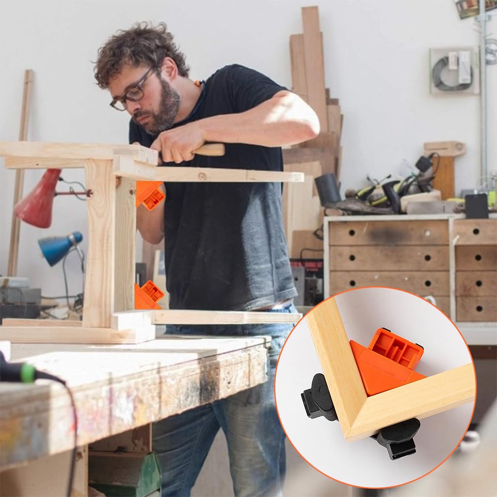 Serplex 90 Degree Corner Clamp 4PCS for Woodworking and DIY Box Assembly | Adjustable Spring Loaded Design