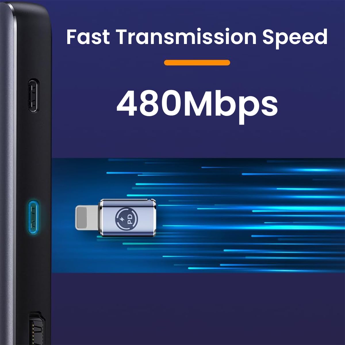 Verilux USB C to Lightning Adapter for iPhone and iPad featuring 27W PD fast charging | plug and play data sync