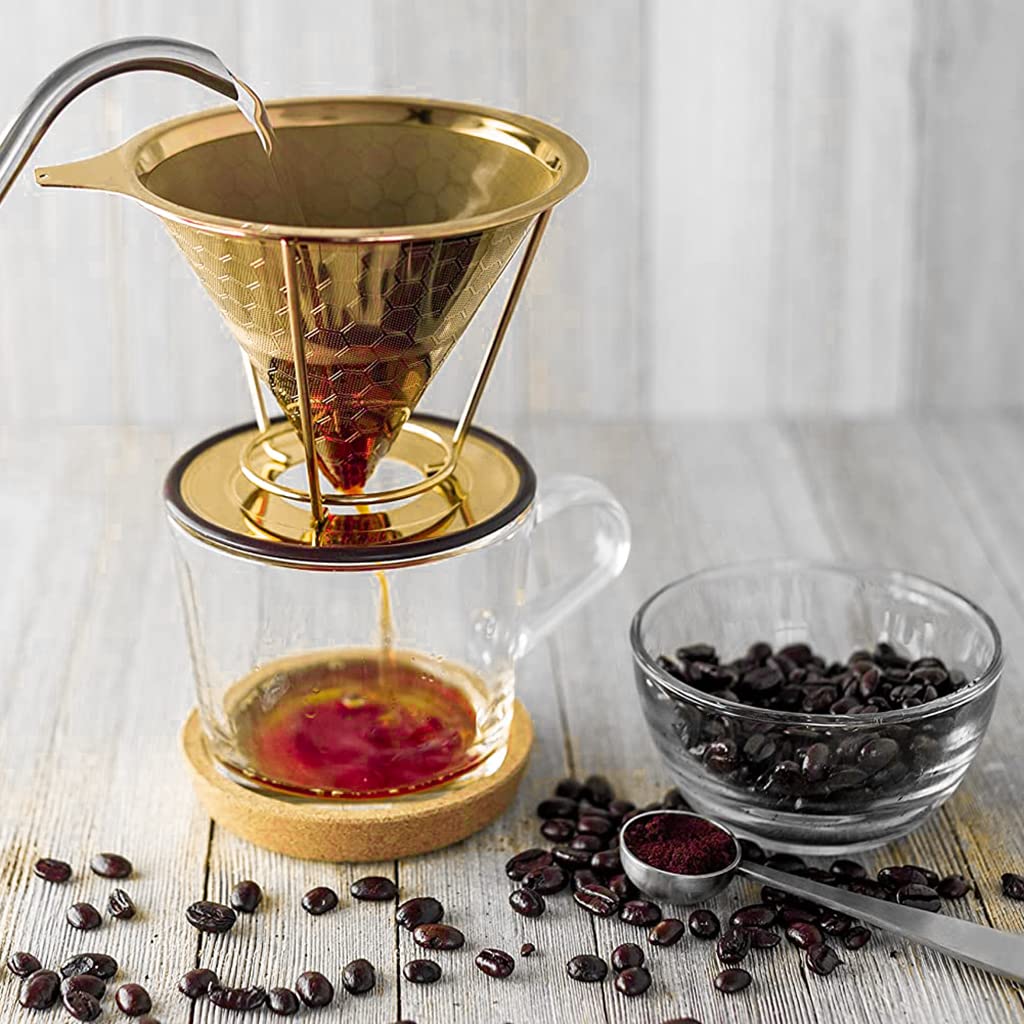 HASTHIP Filter Coffee Maker 800 Mesh for Pour Over Brewing with Dual Layer Stainless Steel | Easy to Clean Paperless Coffee Dripper