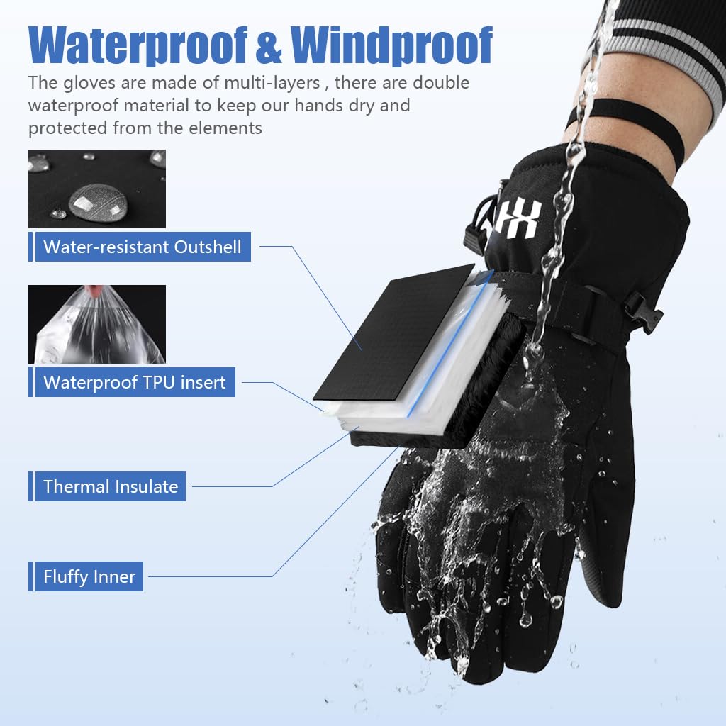 GUSTAVE Winter Gloves for Men and Women with Touchscreen Fingers | Waterproof and Thermal Outdoor Sports Gloves