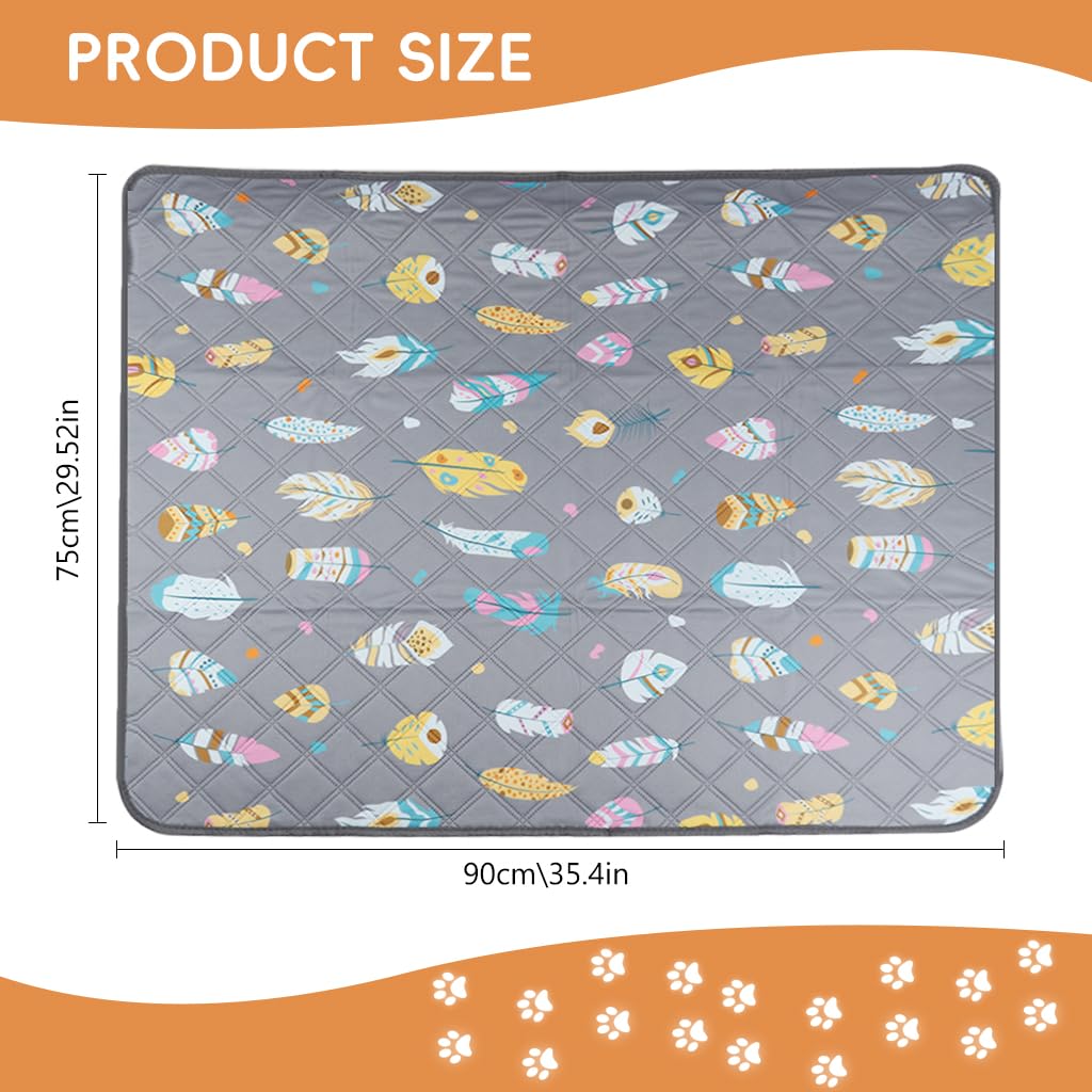 Qpets Pee Pads for Dogs with Multi Layer Leak Proof Design 90x75cm Gray Printing | Washable Reusable Puppy Training Mat