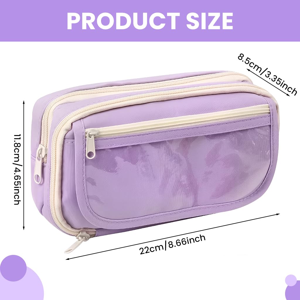 Zibuyu Student Pencil Pouch for School and Office with Multi Layer Mesh Pockets | Purple Organizer