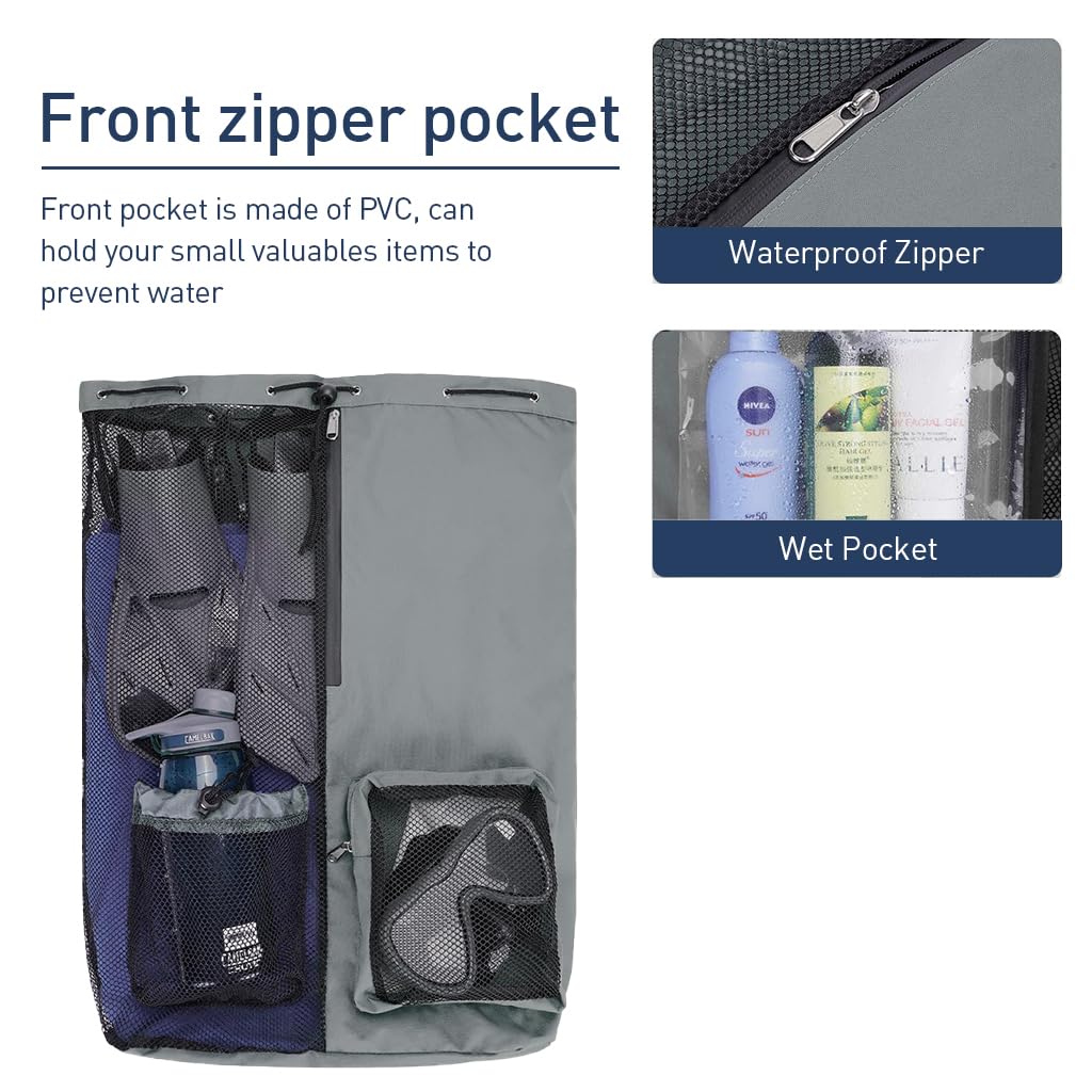 Proberos Gym Bag for Outdoor Activities with Mesh Patchwork Design and Waterproof Pouch 12.6x18.9 in