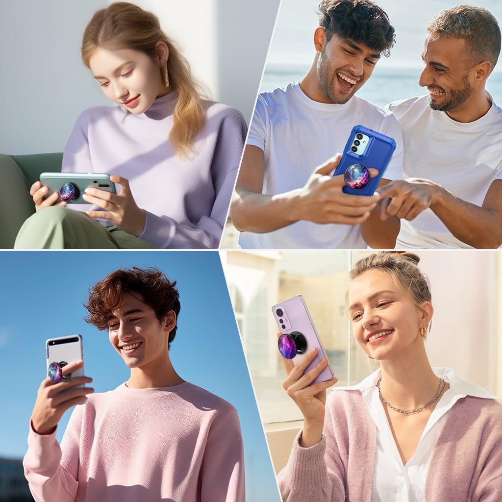 ZORBES Phone Grip for Phone Case featuring 2 in 1 Folding Stand and Dreamy Purple Nebula Design