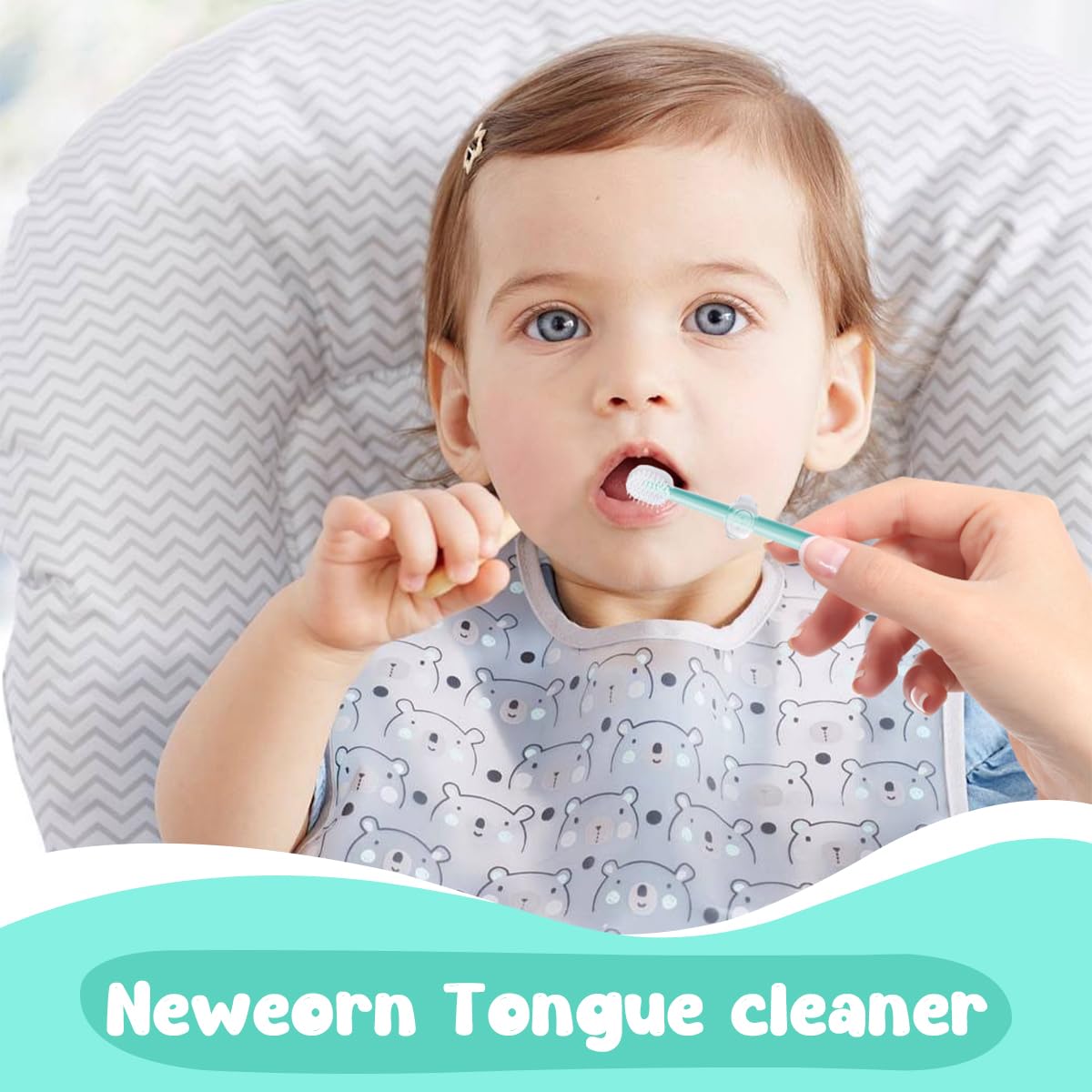 SNOWIE SOFT Silicone Baby Toothbrush Set for 0–18 Months with 3 Brushes and Travel Case