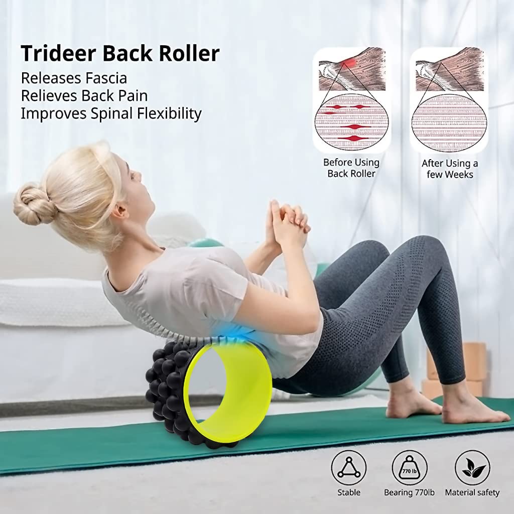 Proberos Foam Roller for Back Stretching with Massage Nubs and 7.5 in Wide Stable Design | ABS Back Massager for Yoga and Fitness