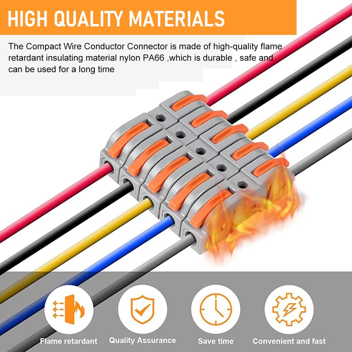 Serplex Wire Connector Kit for DIY Wiring featuring Sliding Button Design and 68 Pcs | Flame-Retardant PA66 Terminals