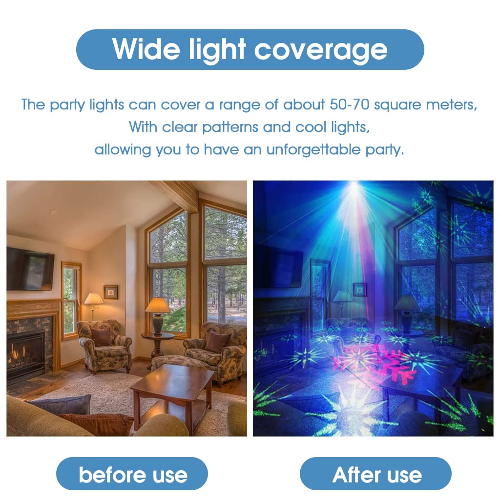 ELEPHANTBOAT DJ Light for Home Party with 72 Pattern 6 Color RGB Laser & Remote Control | Sound Active Mode