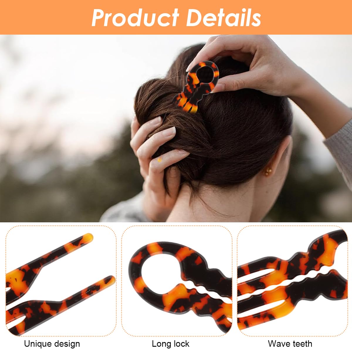 MAYCREATE Hair Pins for Women 6 PCS Set featuring Double Notch Locking Mechanism | for Thin and Thick Hair