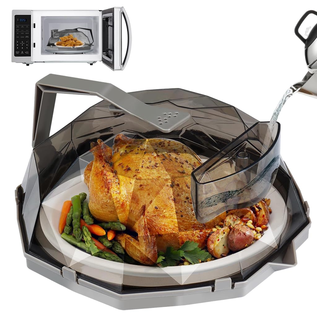 Supvox Microwave Cover for Food with 11.8×10.2×4.5 in Dome and Adjustable Steam Vent | Grey