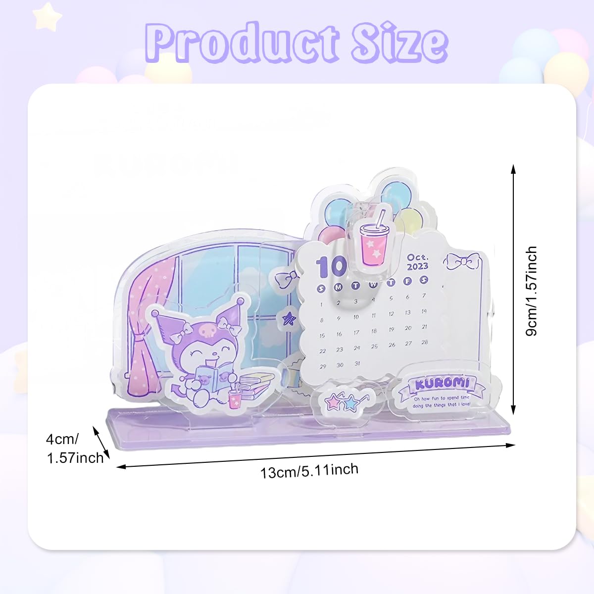 HASTHIP Desk Calendar for 2025 with Sanrio Kuromi Theme featuring Acrylic Design | Monthly Planner