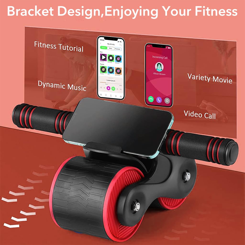 Proberos Ab Roller for Home Workout with 10.5cm Dual Wheel Springback | Red Fitness Trainer