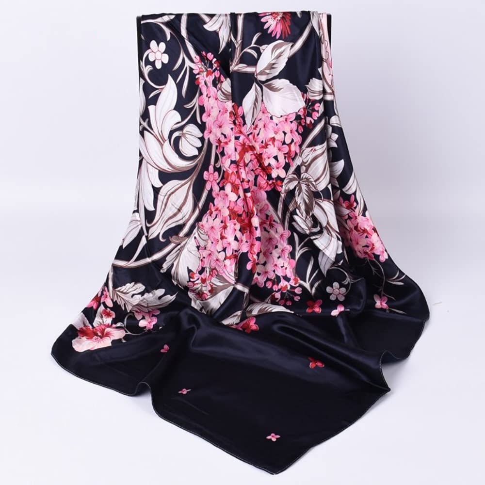 PALAY Scarf for Women featuring Satin Silk Like Square Design 90 x 90cm | Pink 2PCS