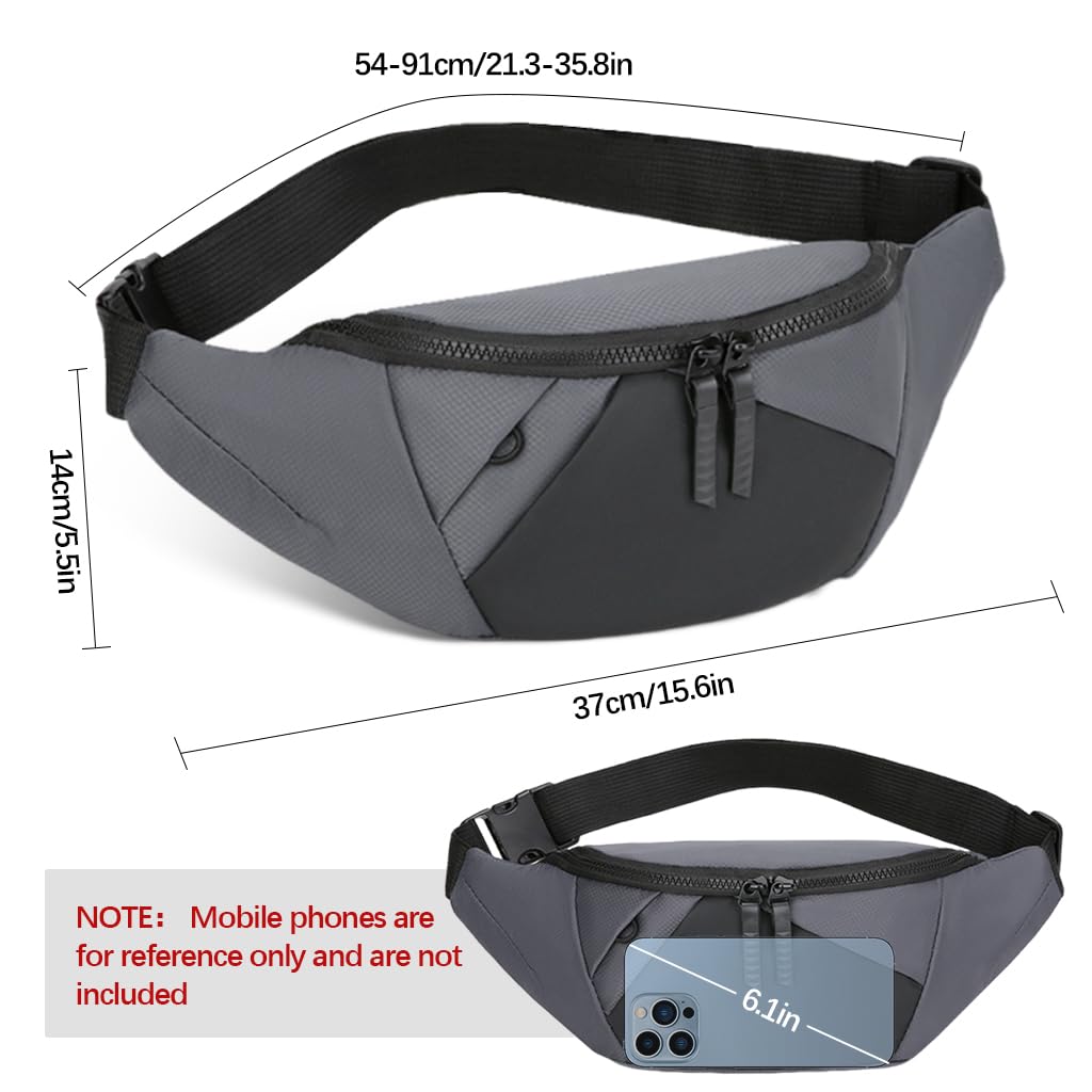 GUSTAVE Waist Bag for Men with Adjustable Nylon Belt and Versatile Carrying Options 22x14cm