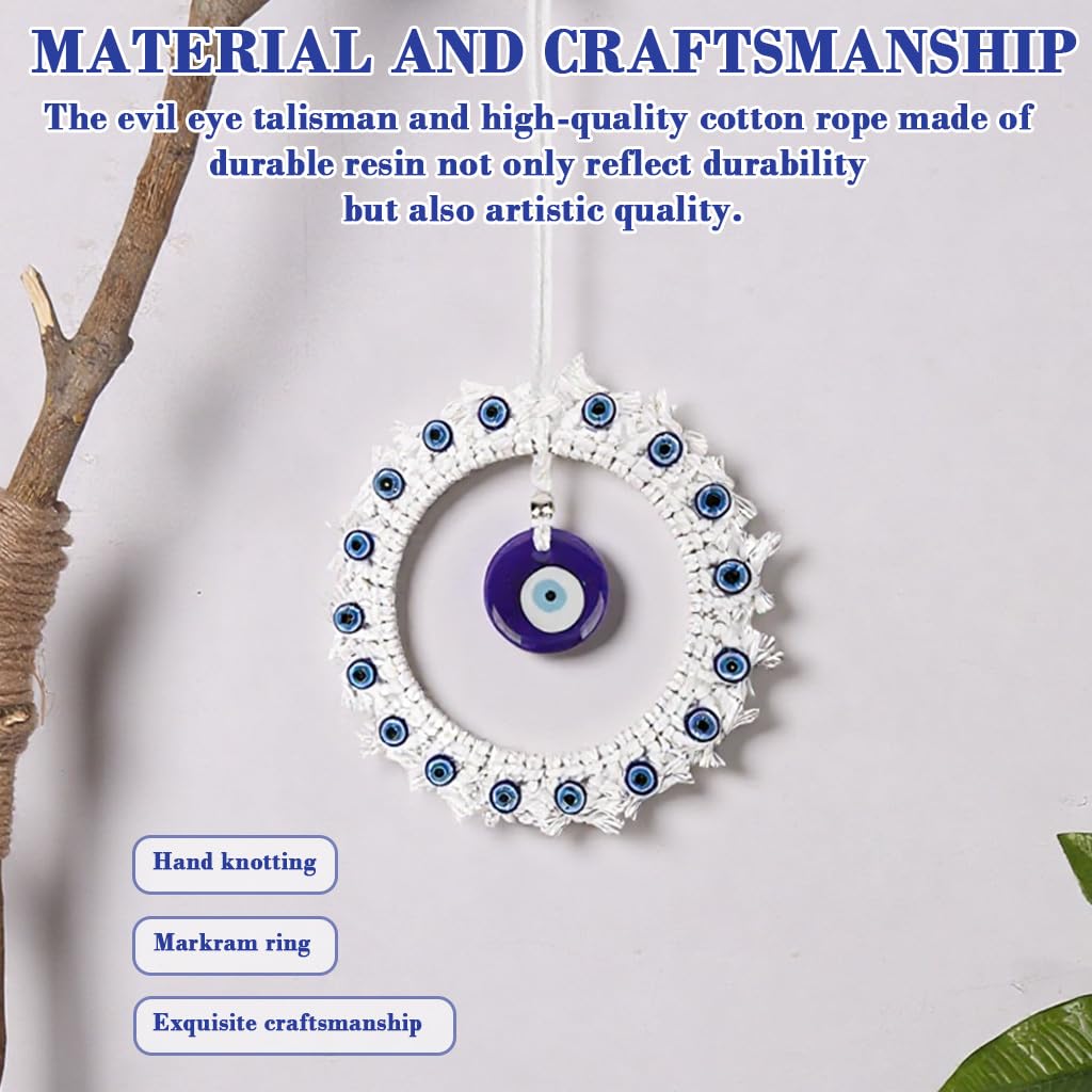HASTHIP Evil Eye Hanging for Home Entrance featuring 17 in Macramé Ring & Blue Resin Charm