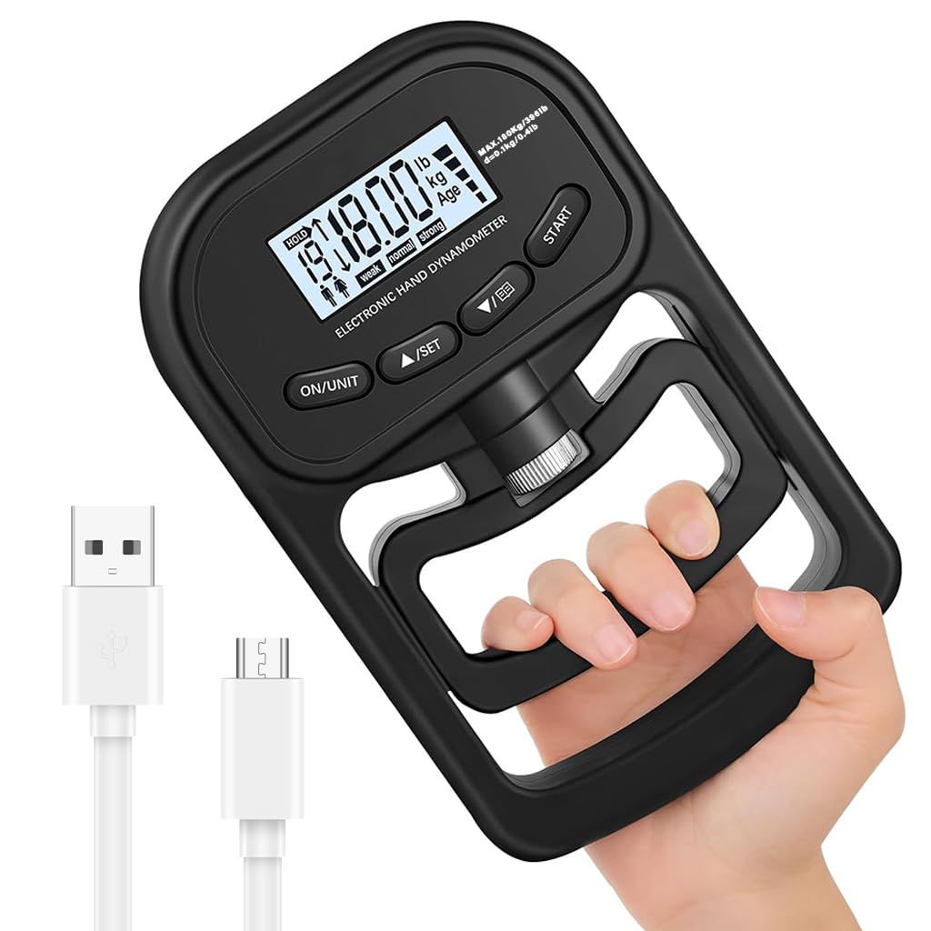 Proberos Hand Grip Dynamometer for Strength Training with LCD Display and 180kg Capacity | Ergonomic Adjustable Handles