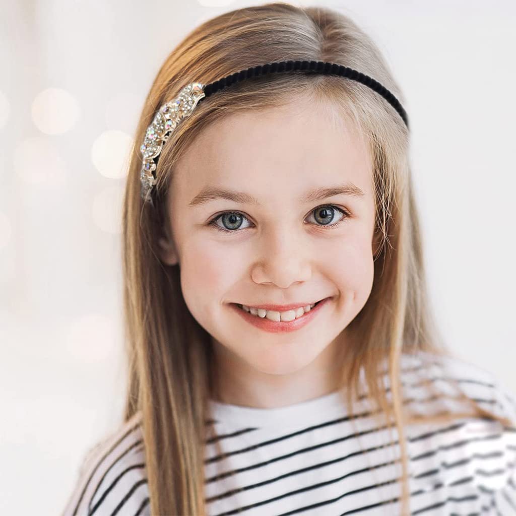 SANNIDHI Rhinestone Hairband for Women featuring Elastic Metal Hoop & Velvet Wrap | Non Slip Accessory for Daily Wear and Parties