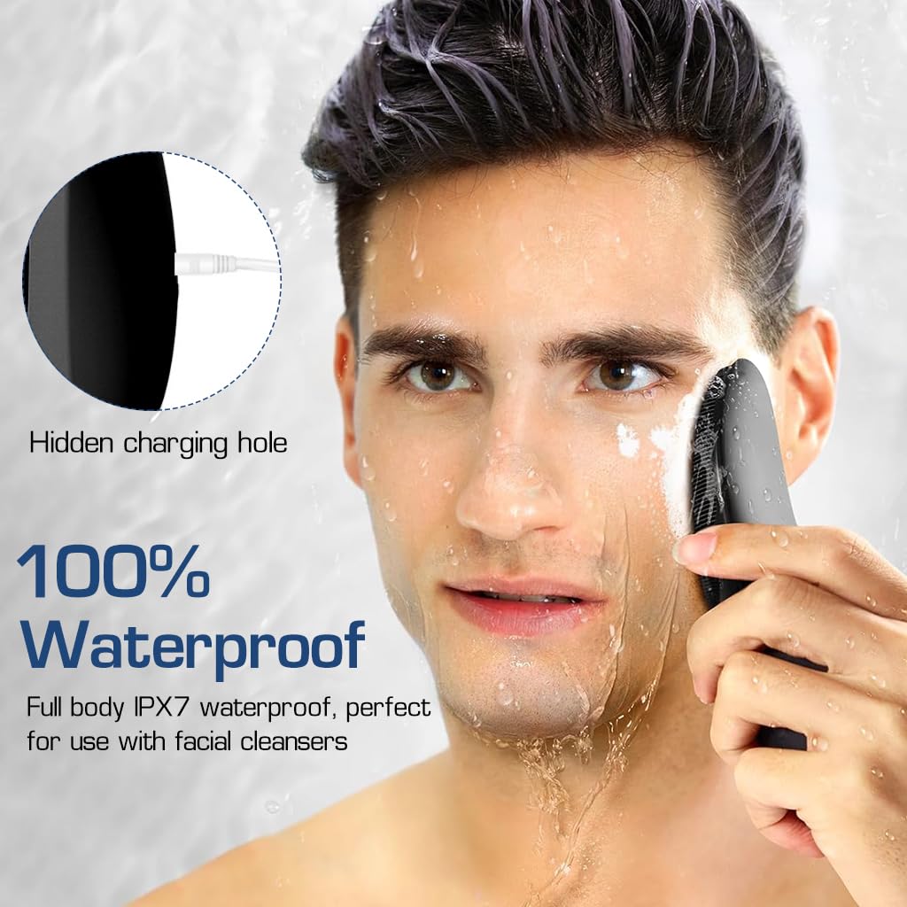 HANNEA Electric Silicone Scrubber for Facial Cleaning with 4 Modes and IPX7 Waterproof | USB Rechargeable Heating Face Brush in Pink