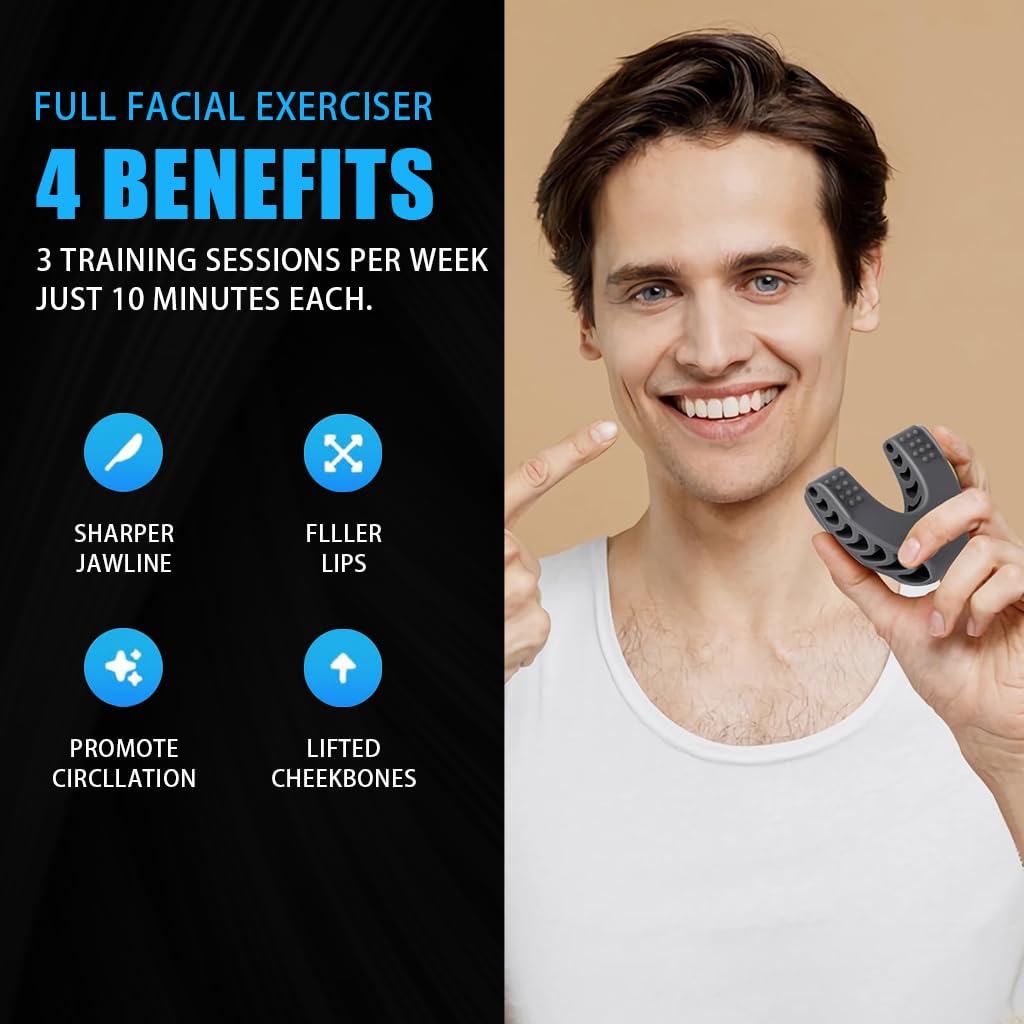 MAYCREATE Jawline Exerciser for Men and Women with 3pcs 40/50/60lbs Food‑Grade Silicone | Slim and Tone Face Muscles