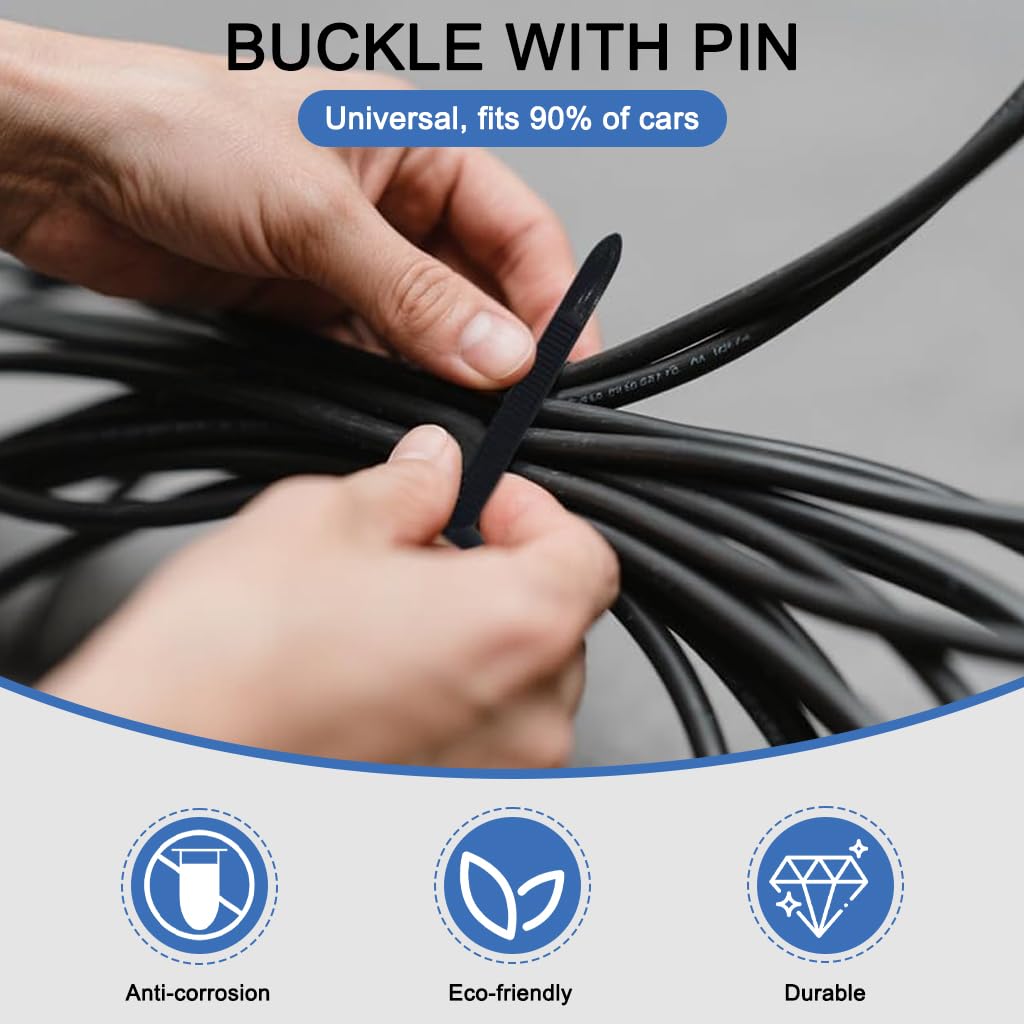 STHIRA Nylon Cable Ties for Automotive Panels with T Type Push Mount | Pack of 50