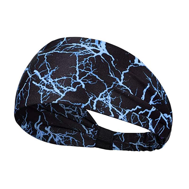 Proberos® Men Non Slip Sweatbands Lightweight Colorful Headbands（Blue）