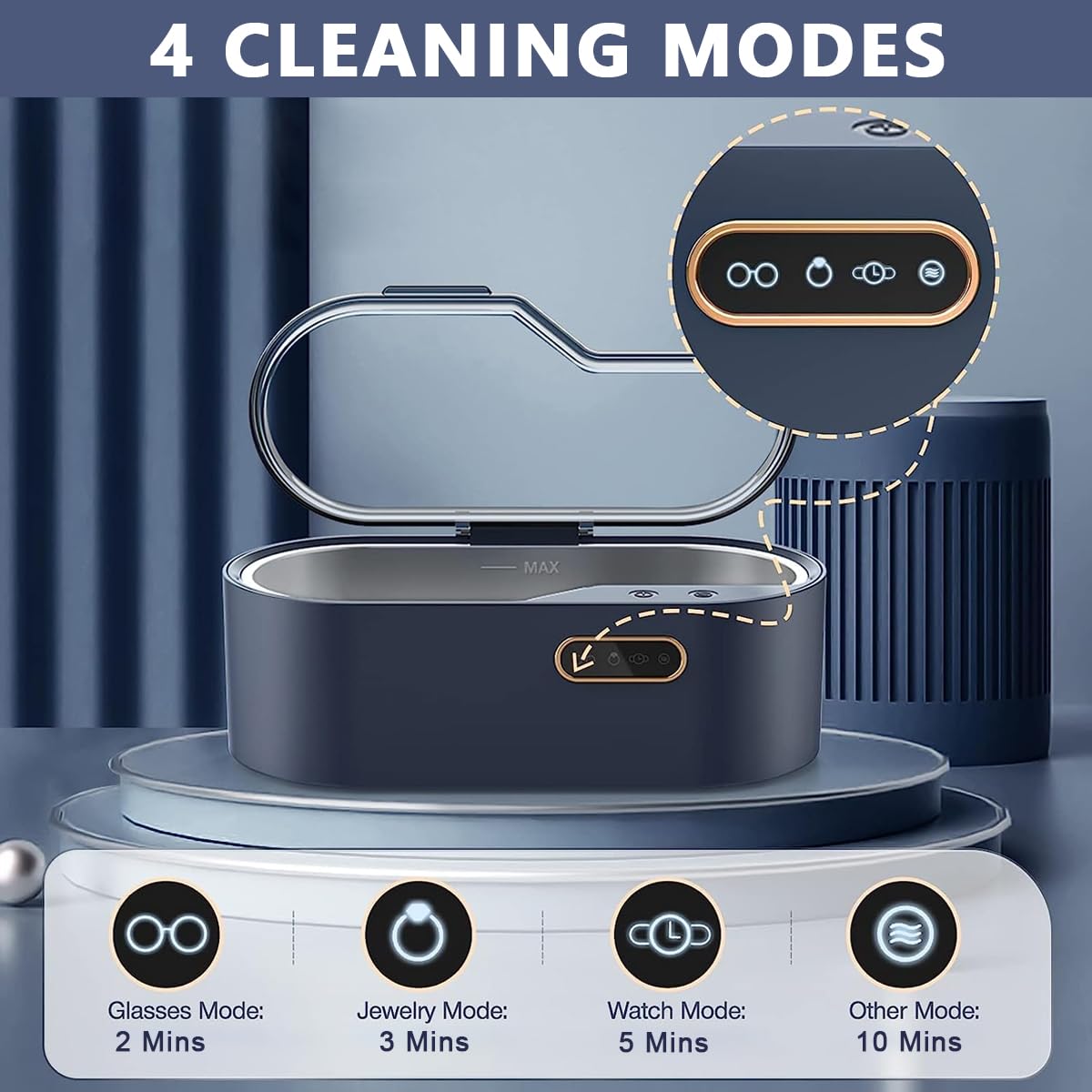 Serplex® Ultrasonic Jewelry Cleaning, 450ml Ultrasonic Cleaning Machine with SUS 304 Stainless Steel Chamber, 45kHz Portable Household Cleaner for Cleaning Dentures, Jewelry, Eyeglasses, Watches, Ring