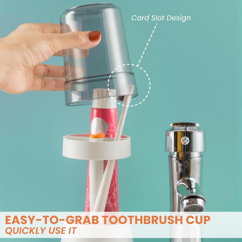 ZIBUYU Toothbrush Organizer for Bathroom Countertops with Open Air Hygienic Drying | Space Saving Stand for Families