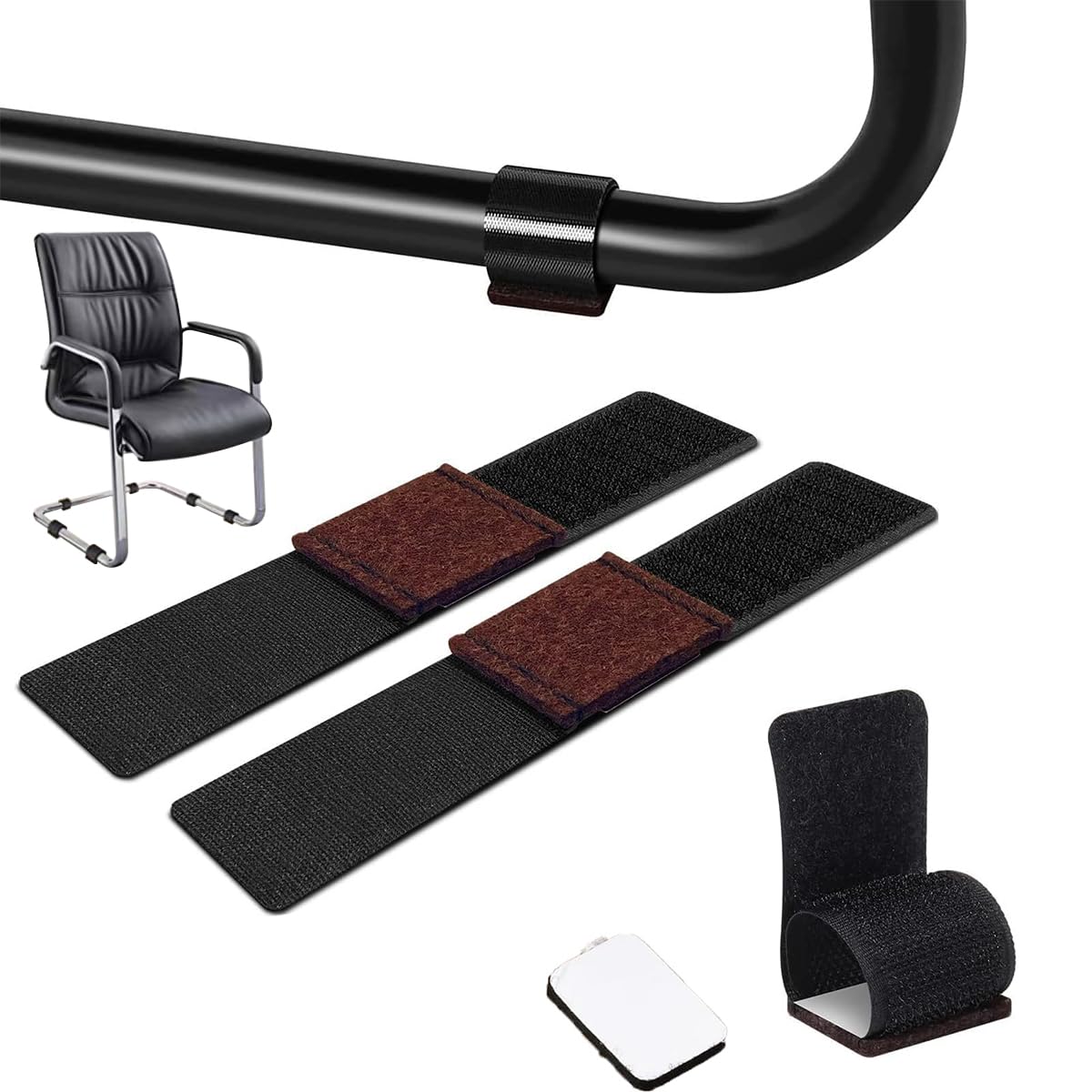 HASTHIP Chair Feet Pads for Cantilever Chairs 12pcs with Hook and Loop Straps | Noise Reduction and Floor Protection