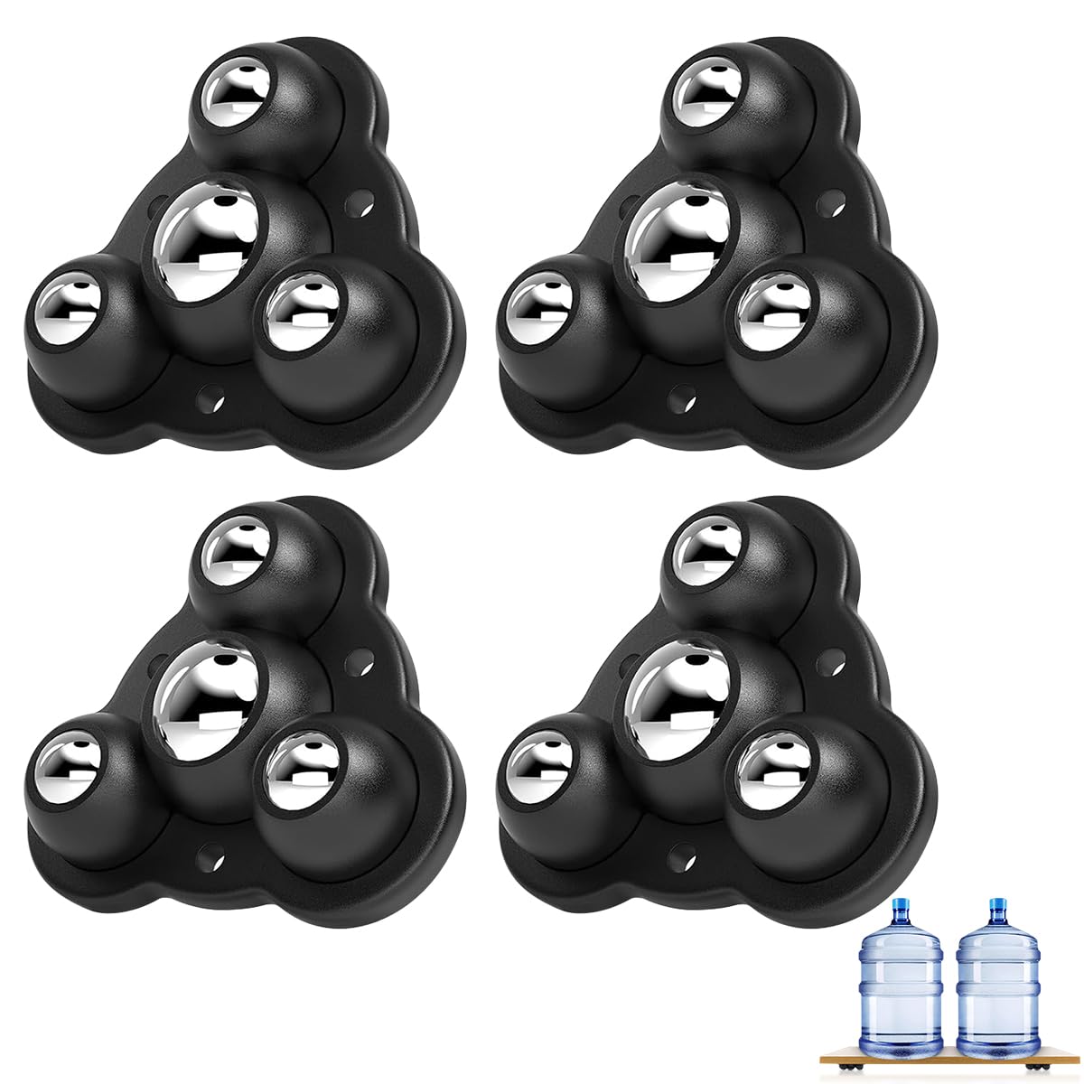 HASTHIP® 4Pcs Self Adhesive Caster Wheels, 360° Swivel Wheels for Furniture, 2.4 Inch Steel Universal Wheel, 100 KG Load Capacity, Mini Caster Wheels for Small Appliances, Storage Box, Trash Can